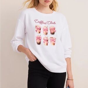 Francesca's Collections White and Red Coffee Club Sweatshirt